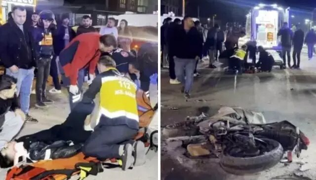 Otomobil ile motosiklet çarpıştı! Metrelerce savruldu, durumu ağır