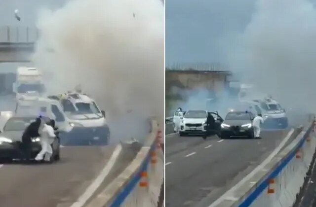 Otoyolda dehşet! Zırhlı aracı patlatıp soymaya çalıştılar