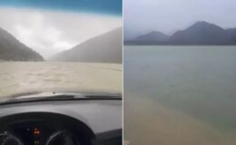 Saatlerdir dehşeti yaşıyorlar! Burası göl değil iki ili birbirine bağlayan kara yolu