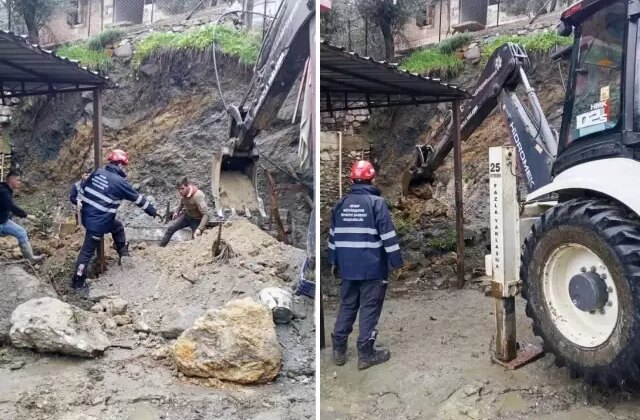 Sağanak yağış istinat duvarını yıktı! 4 koyun telef oldu