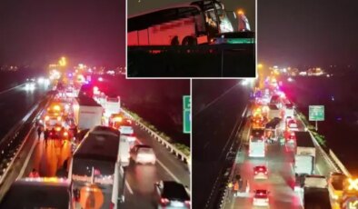 Yolcu otobüsleri dahil 16 araç birbirine girdi, çok sayıda yaralı var