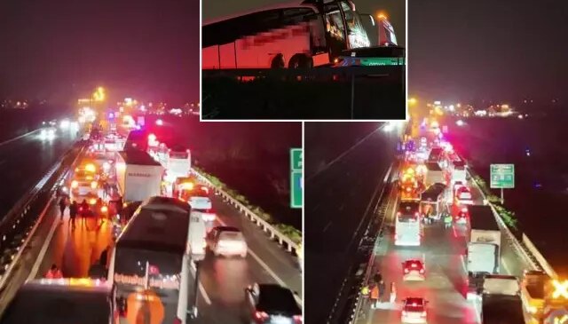 Yolcu otobüsleri dahil 16 araç birbirine girdi, çok sayıda yaralı var