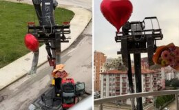 14 Şubat’ı unuttu, eşinin gönlünü iş makinesiyle aldı