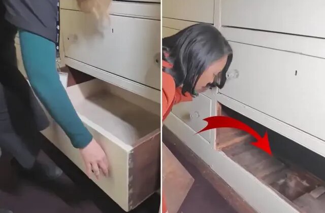 Şifonyerin alt çekmecesinde gizli bir geçit bulundu