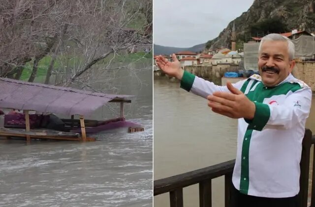 Su seviyesi 2 metre yükseldi, piknik masaları akıntıya kapıldı