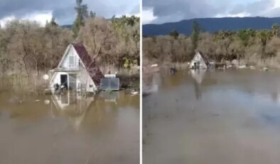 Su seviyesi 60 santimetre yükseldi! Göl taştı, ev ve iş yerlerini su bastı