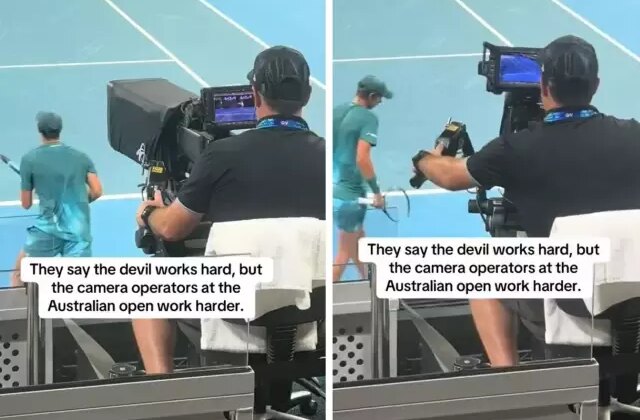 Tenis maçındaki kameramanı gören herkes aynı yorumu yapıyor