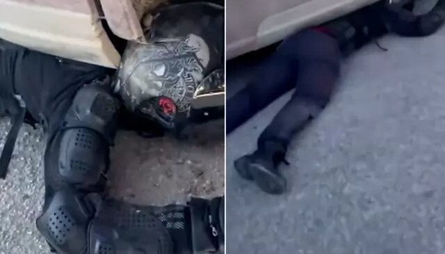 Tonlarca ağırlığındaki tırın altından mucize kurtuluş