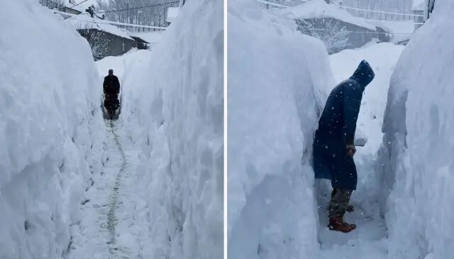 Tunceli’de kar kalınlığı insan boyunu geçti