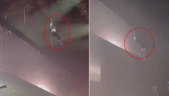 Ünlü şarkıcı 20 metreden yere çakıldı! Korku dolu anlar kamerada
