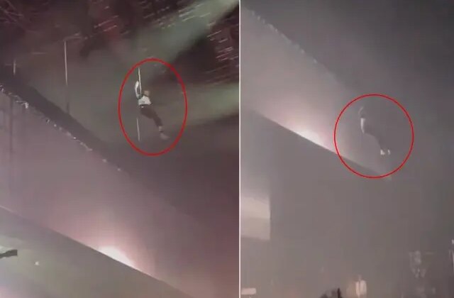 Ünlü şarkıcı 20 metreden yere çakıldı! Korku dolu anlar kamerada