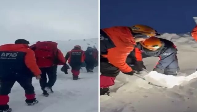 Verici istasyonundaki arızaya giden ekibin üzerine çığ düştü