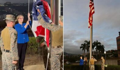 7 yıl sonra bir ilk! ABD bayrağı yeniden göndere çekildi