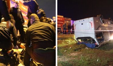 Antalya’da cezaevi personelini taşıyan servis devrildi: 16 infaz koruma memuru yaralandı