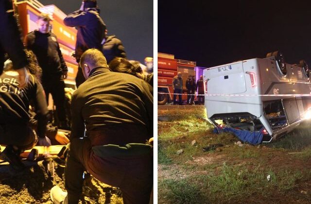 Antalya’da cezaevi personelini taşıyan servis devrildi: 16 infaz koruma memuru yaralandı