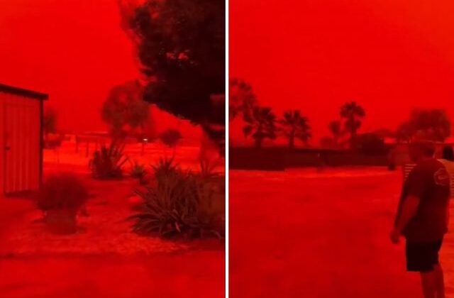 Avustralya’da gökyüzü kızıla döndü: Toz fırtınası kasabayı yuttu