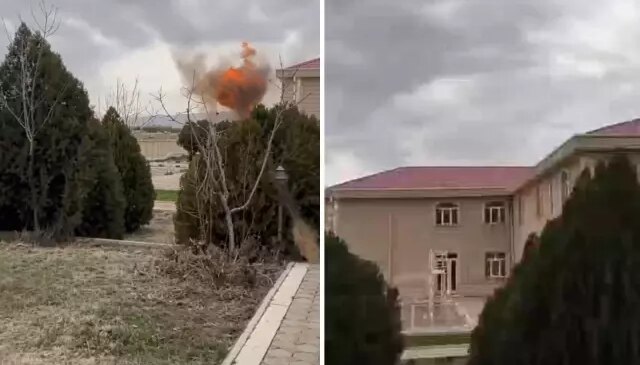 Azerbaycan’da okulun yanına İHA düştü