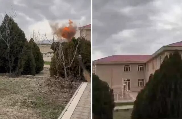 Azerbaycan’da okulun yanına İHA düştü