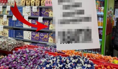 Bayram şekeri reyonuna asılan not tepki çekti