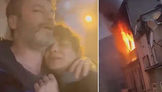 Daire alev alev yandı, ünlü oyuncu son anda kurtuldu: Kedilerimizi alıp hemen çıktık