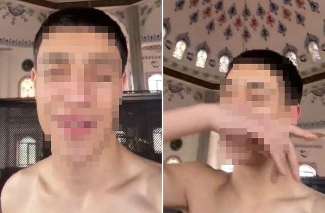 Camide yarı çıplak halde küfürlü şarkı söyledi, gözaltına alındı