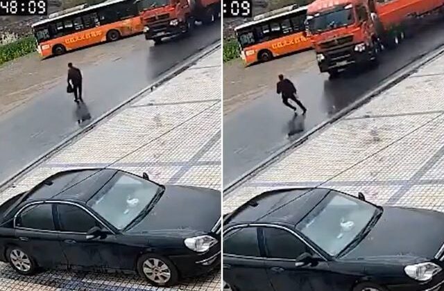 Dikkatsizliği canına mal oluyordu! Mucize kaza kamerada