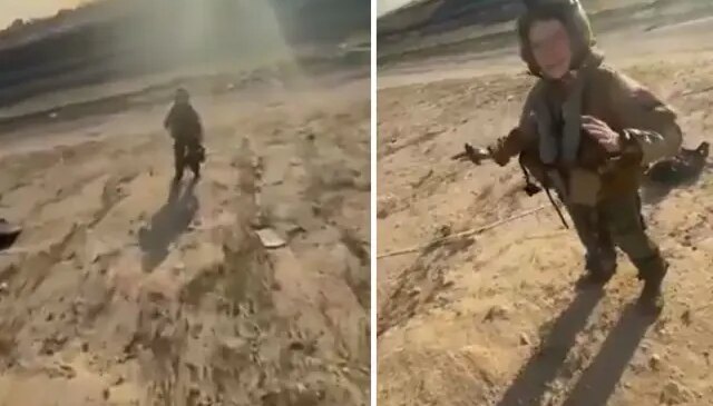 Düşen savaş uçağından kurtulan ABD askerinin yanına koştu, teşekkür etti