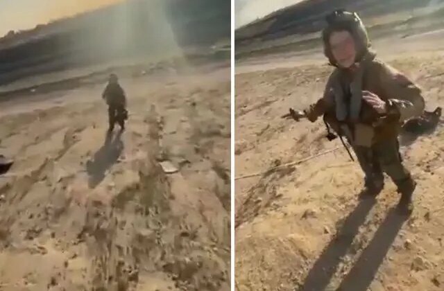 Düşen savaş uçağından kurtulan ABD askerinin yanına koştu, teşekkür etti