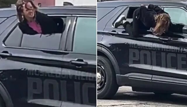 Elleri kelepçeli halde polis aracından böyle firar etti