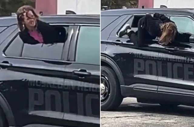 Elleri kelepçeli halde polis aracından böyle firar etti