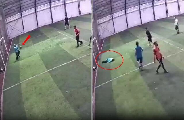 Futbol oynarken göğsüne gelen top canından etti! Her şey 3 saniye sürdü