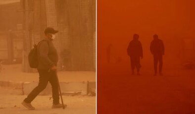 Gazze’yi şimdi de kum fırtınası vurdu! Göz gözü görmüyor