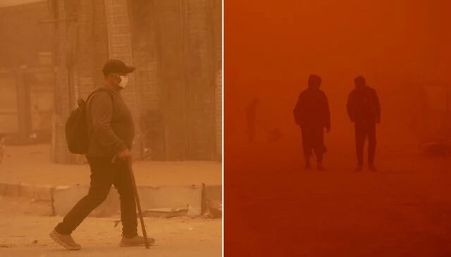 Gazze’yi şimdi de kum fırtınası vurdu! Göz gözü görmüyor