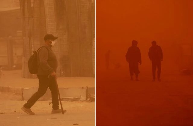 Gazze’yi şimdi de kum fırtınası vurdu! Göz gözü görmüyor