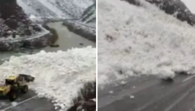 Hakkâri-Çukurca kara yoluna çığ düştü! Sürücüler yolda kaldı