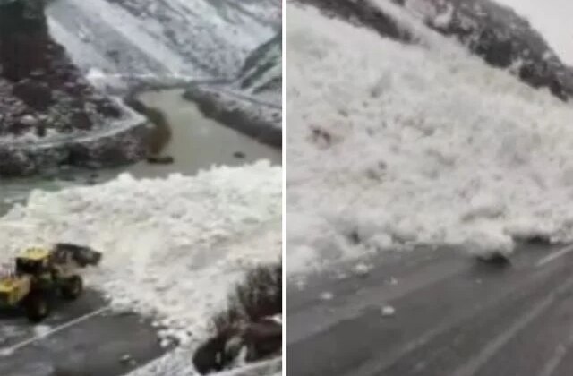 Hakkâri-Çukurca kara yoluna çığ düştü! Sürücüler yolda kaldı