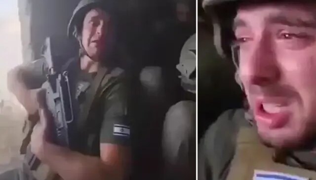 Görüntüler İsrail’den! Füze yağınca sığınakta hüngür hüngür ağladılar