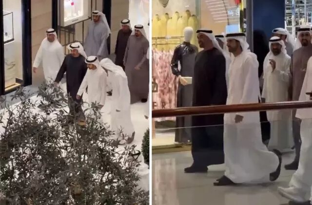 İran’ın füze yağdırdığı BAE’nin Devlet Başkanı Al Nahyan, AVM gezisine çıktı