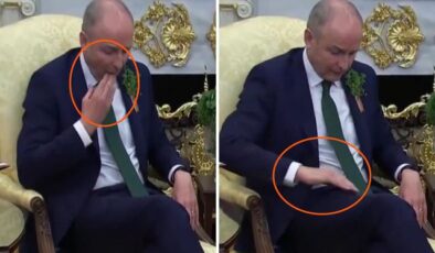 İrlanda Başbakanı Micheal Martin’in Beyaz Saray’daki talihsiz anları: Kameraları unuttu, pantolonundaki lekeyi kendi yöntemiyle temizledi
