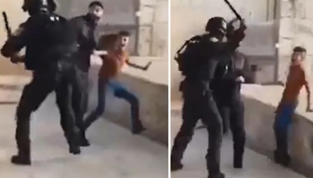 İsrailli asker, Filistinli babayı çocuğunun gözü önünde dövdü