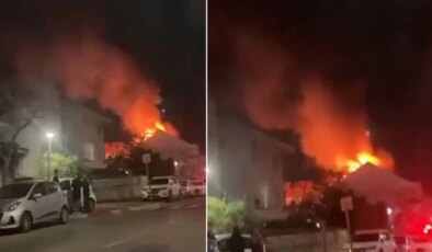 İsrailli yetkililerin evleri vuruldu, alevler geceyi aydınlattı