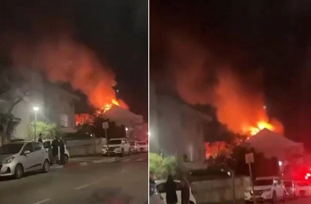İsrailli yetkililerin evleri vuruldu, alevler geceyi aydınlattı