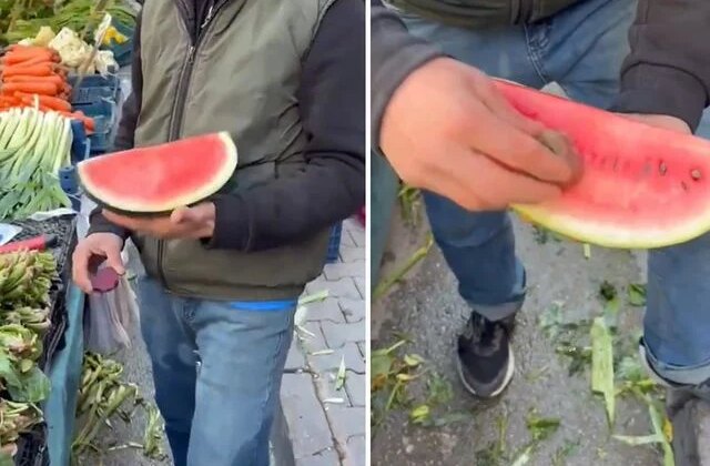 Karpuzu daha kırmızı göstermek için yaptığı rezilliğe bakın