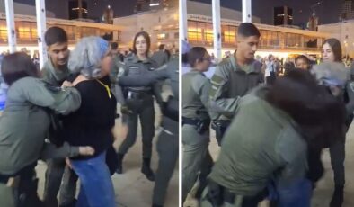 Kendi vatandaşlarına dahi tahammülleri yok! İsrail polisinden savaş karşıtı yaşlı kadına saldırı
