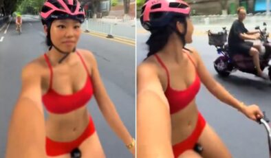 Kırmızı bikinisiyle trafiğe çıktı, 5 kazaya neden oldu