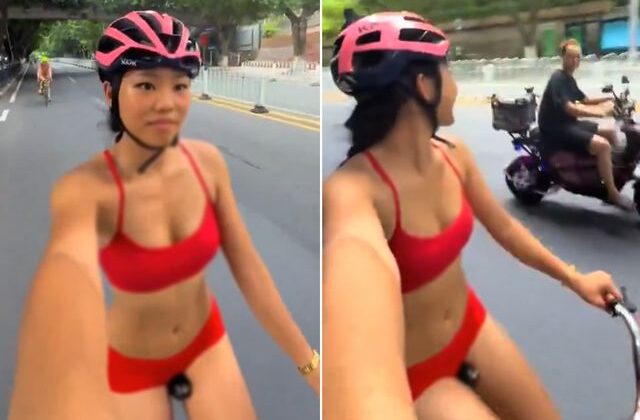 Kırmızı bikinisiyle trafiğe çıktı, 5 kazaya neden oldu