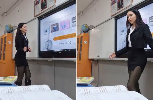 Kıyafetiyle gündem olan bir öğretmen daha