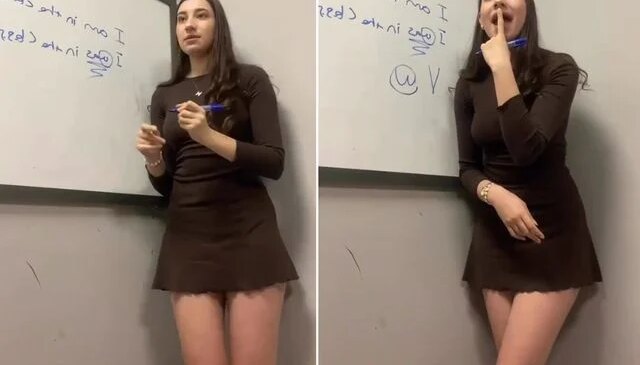 Genç öğretmen anlattığı konuyla değil kıyafetiyle gündem oldu