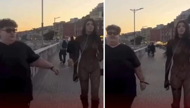 Kız arkadaşına tasma takıp gezdirdi