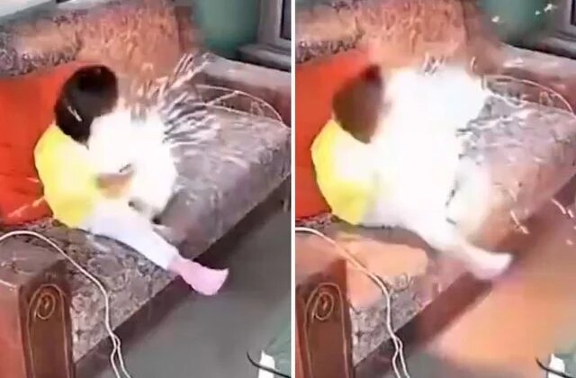 Küçük çocuğun elindeki telefon patladı